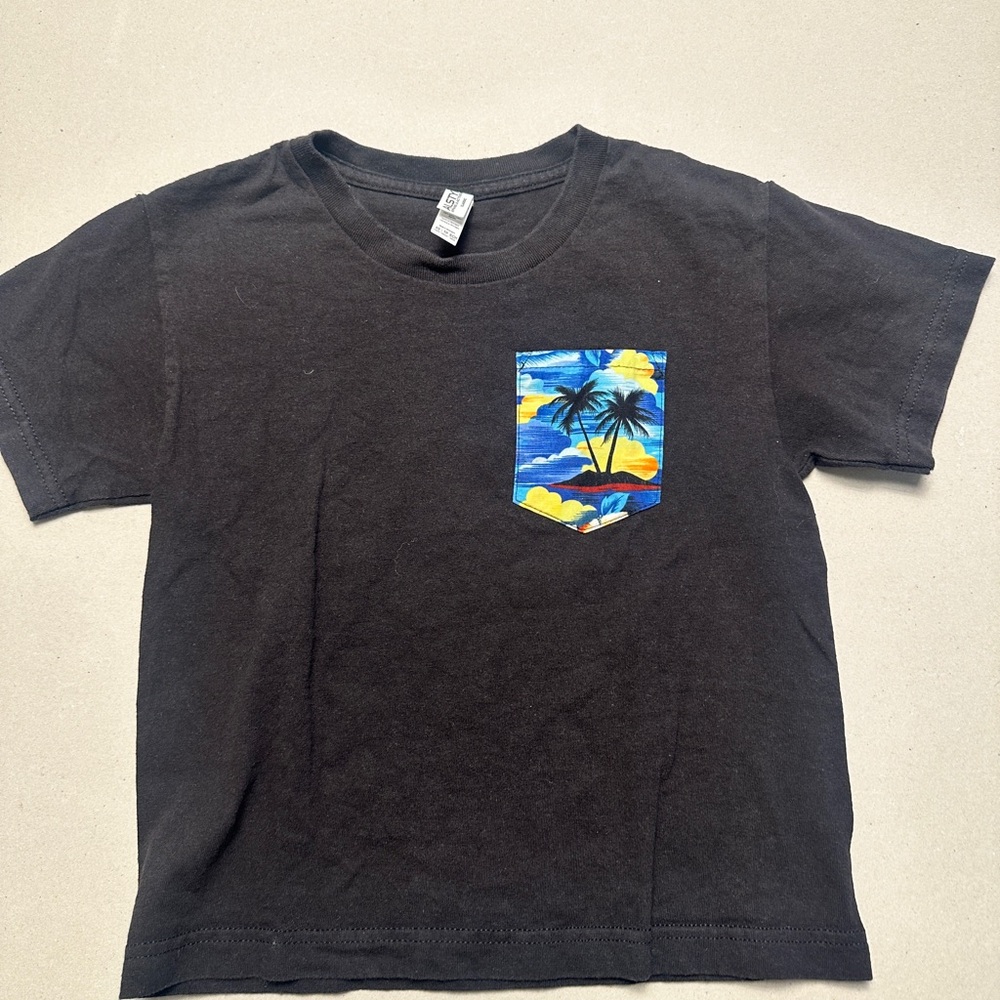Alstyle Black Tee with Tropical Pocket